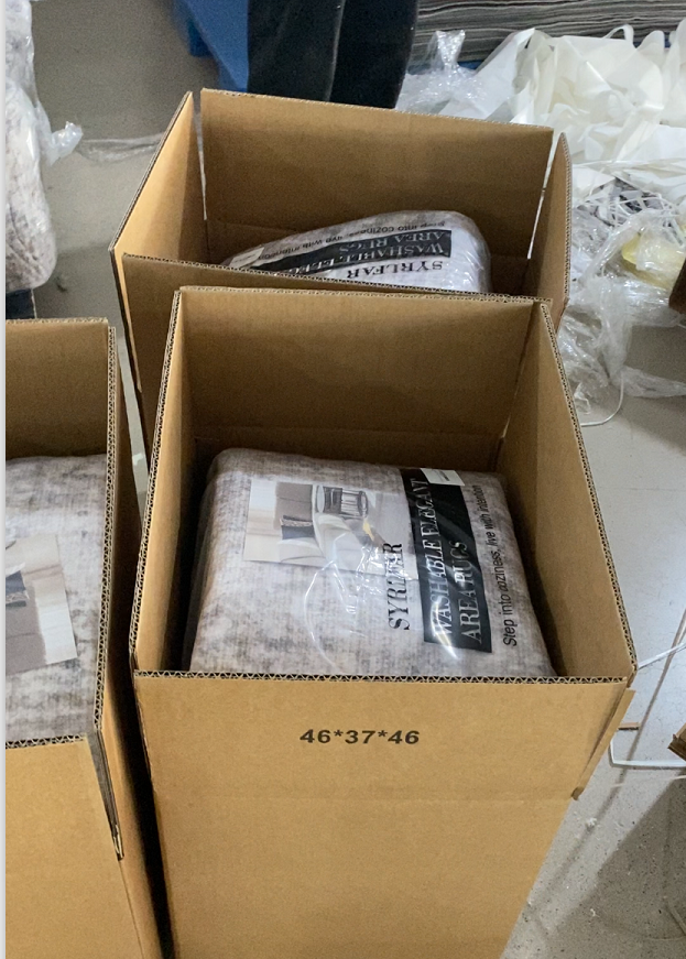 Private label washable rugs packed in export cartons