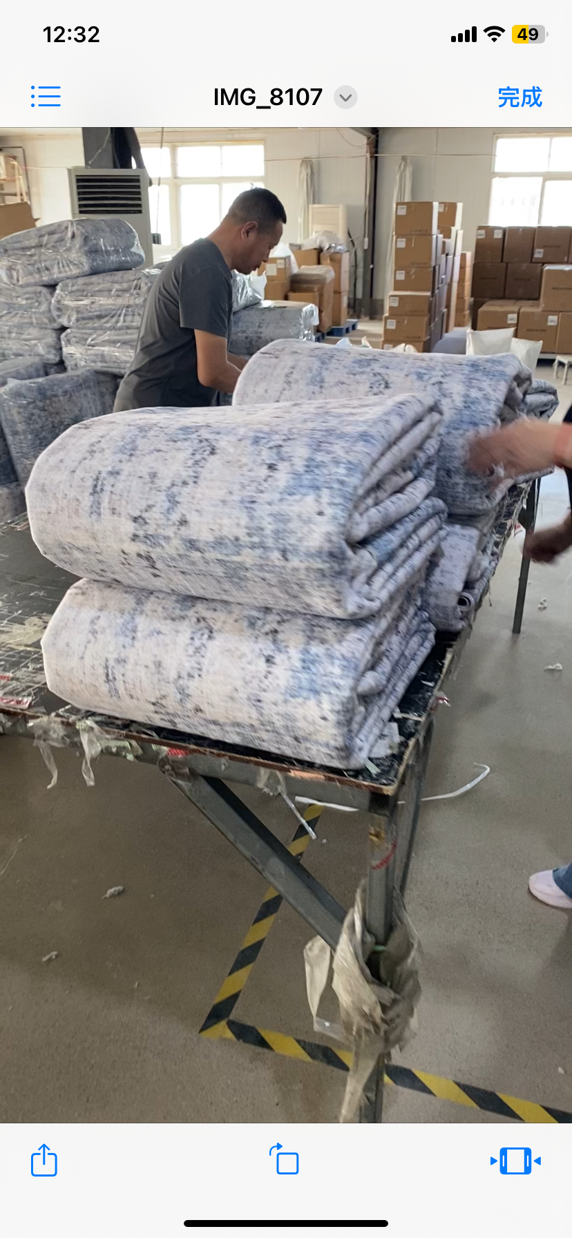 Rolled washable rugs prepared for export programs