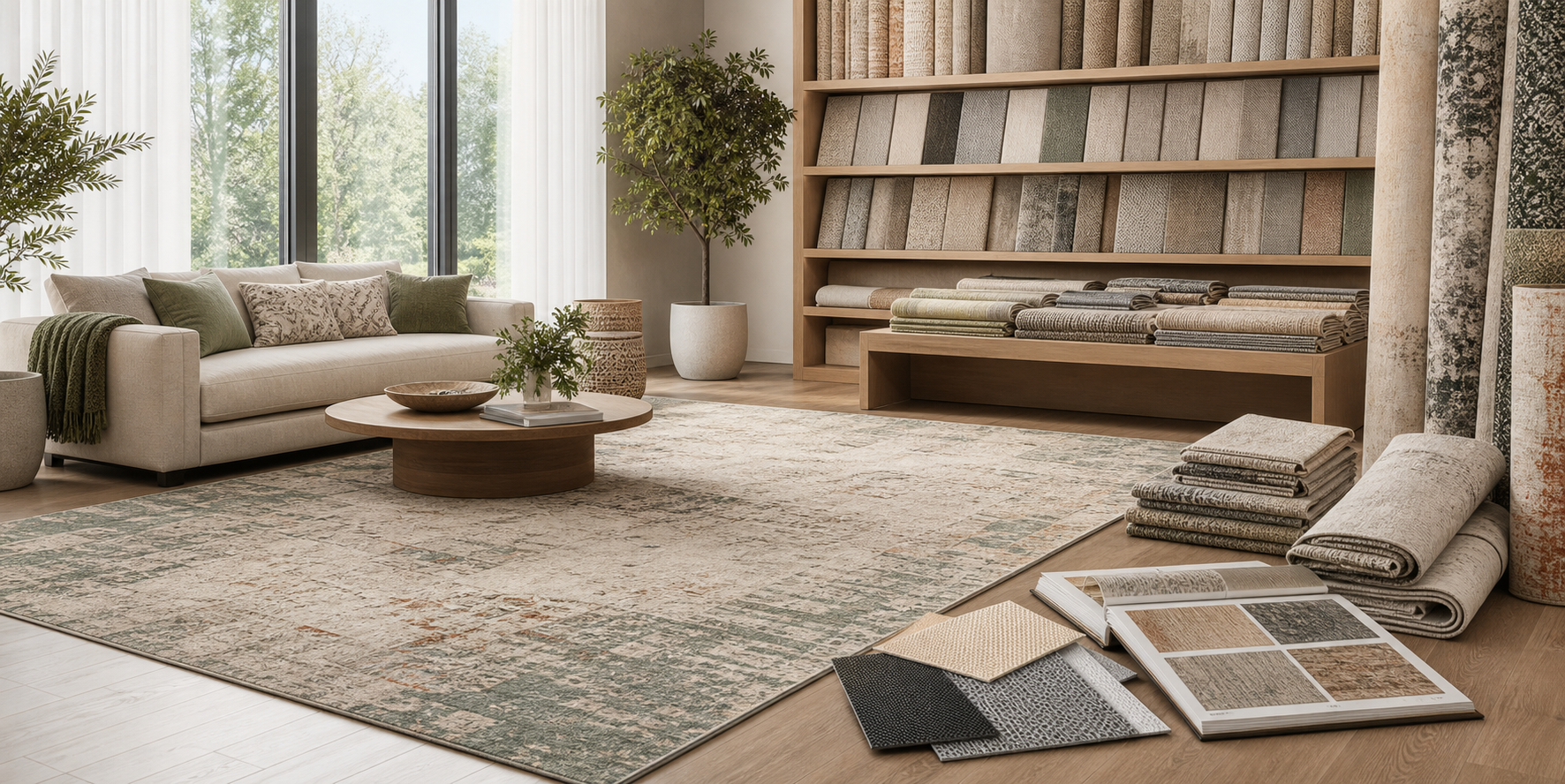 Wholesale washable rug showroom with sample collection
